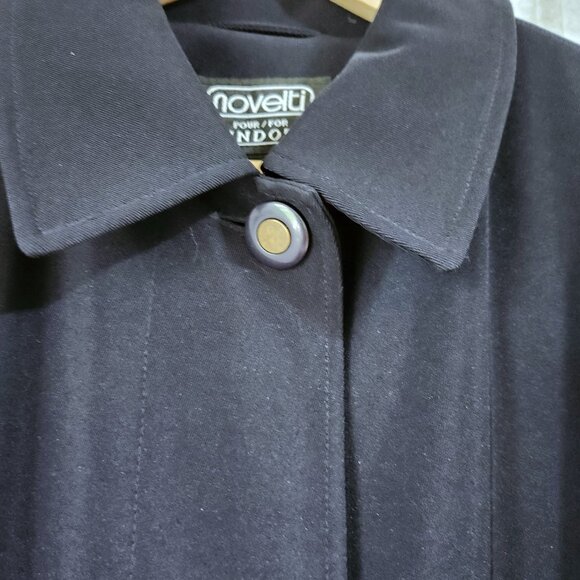 Novelti Long Coat Womens 9/10 Blue Polyester Pockets Lined Novelty for Lindor - Picture 13 of 15